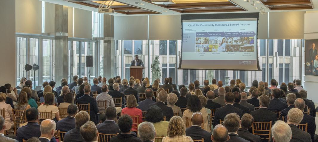 crowd at housing event